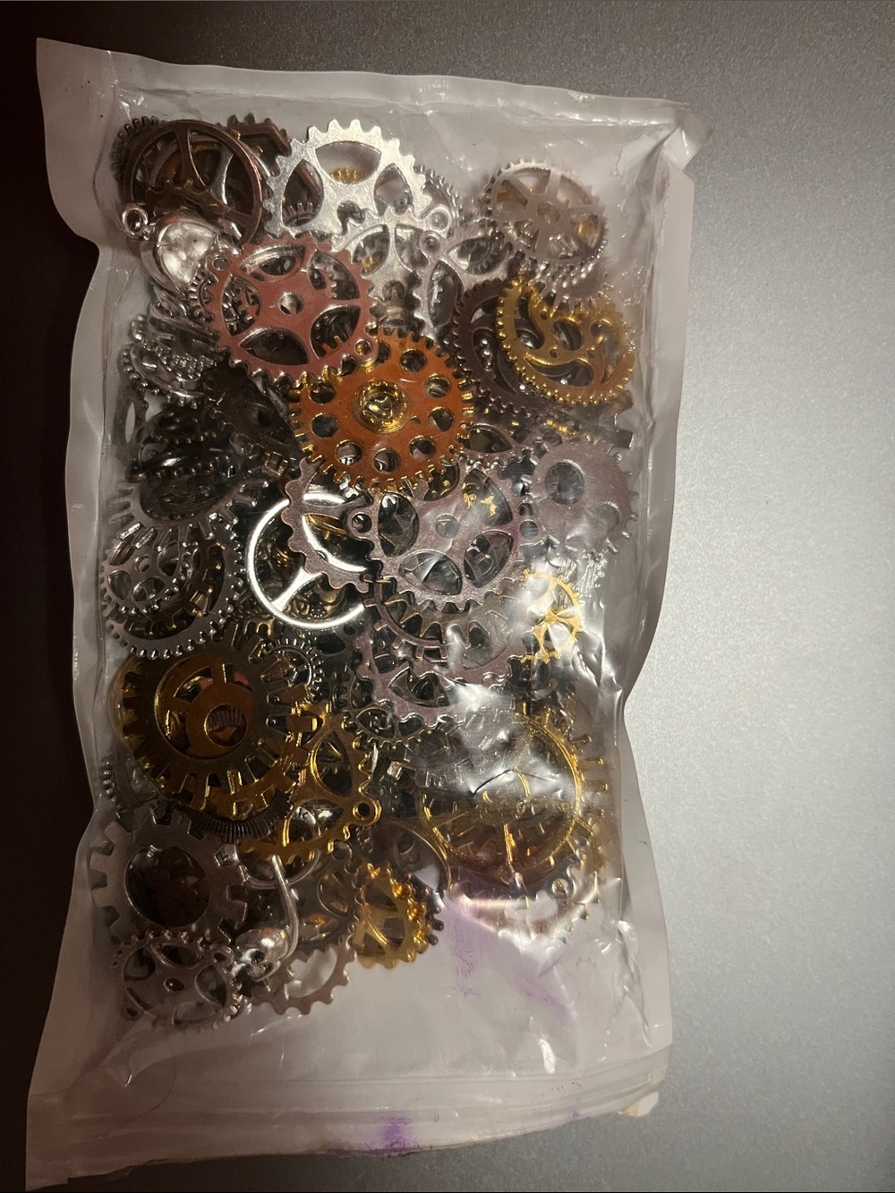 Assorted Metal Gear Charms - Gold & Silver Decorative Mix